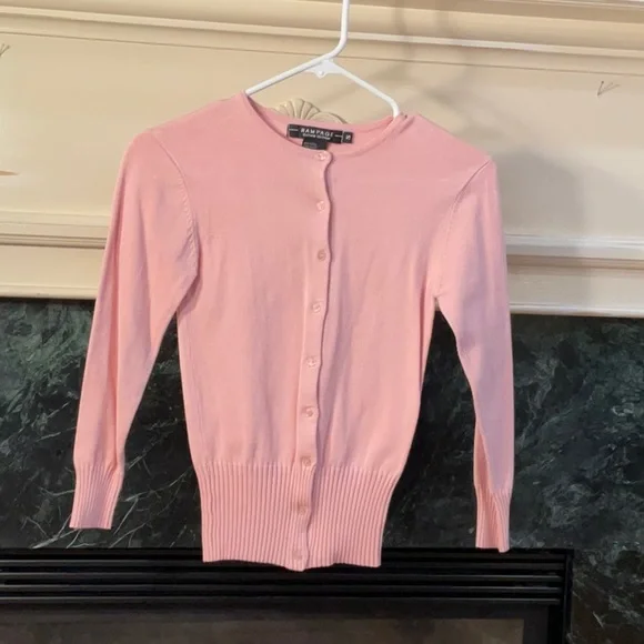 Rampage Soft Pink button Down dress sweater thin. - Picture 3 of 3